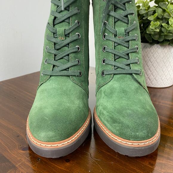 Naturalizer Callie Suede Leather Lace Up Ankle Boot Spruce Green Size 9 - Picture 3 of 11